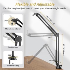 Microphone Boom Arm, Adjustable Microfono Stand Mic Arm with Extra-large Pop …