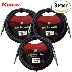 3-PACK Kirlin SBCV-166-06 6FT 16AWG Straight 1/4″ Mono Plug Speaker Cable Black