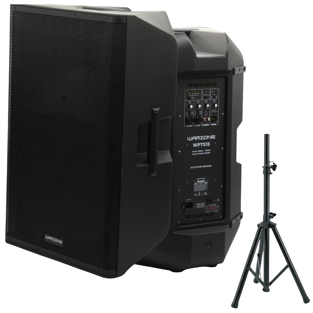 Warzone WPTS15 Speaker Bundle + 1 Adjustable PA Speaker Stand – 2 Items