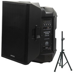 Warzone WPTS15 Speaker Bundle + 1 Adjustable PA Speaker Stand – 2 Items