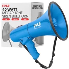 Pyle PMP46WLT 40W Megaphone Lightweight Portable Automatic Siren Bullhorn (Blue)