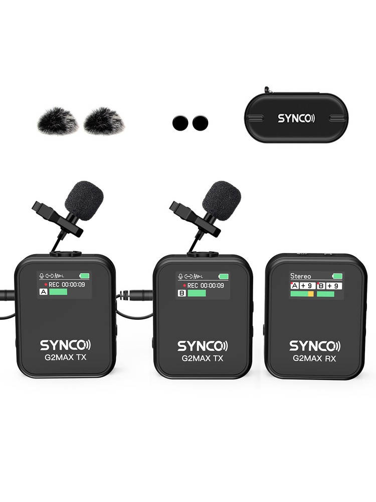 SYNCO G2A2 MAX 2.4G Wireless Lavalier Microphone 492FT 8H for Online Class Vlog