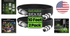 10ft XLR Microphone Cable – Male to Female Balanced Shielded 2-Pack for Studios