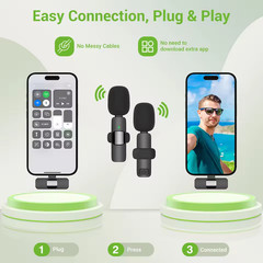 Lavalier Wireless Microphone Audio Video Recording Mini Mic For iPhone/Android