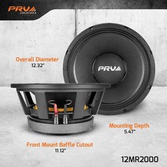 2x PRV Audio 12MR2000 Midrange Car Audio 12″ Speakers 8 Ohm 12MR PRO 4000 Watts