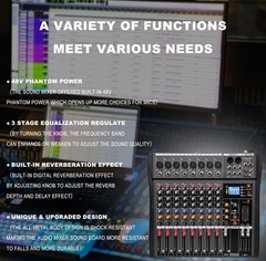 K-mxerpro 8 Channel Professional Audio Mixer Console Sound Board with 48V Pha…