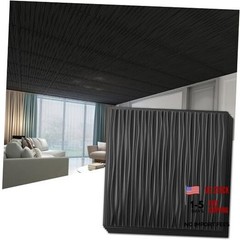 Ceiling Tiles 24 x 24 for Interior Wall Décor Drop Ceiling 12 Pack Wave Black