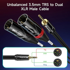 Cable Matters 3.5Mm 1/8 Inch TRS to 2 XLR Cable 3 Ft, Male to Male Aux to Dual