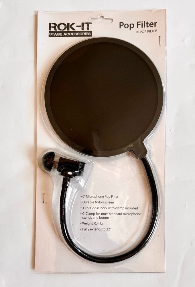 Rok-It Nylon Microphone Pop Filter 11.5″ Gooseneck with Clamp Brand New In Box