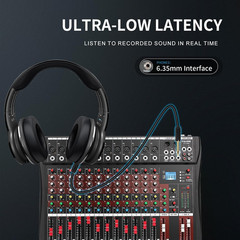 12-Channel Professional Audio Mixer with Bluetooth and USB Recording