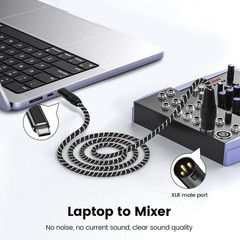 NCGGY USB C to XLR Cable,6FT Type C Male Output Stereo 6FT, Silver