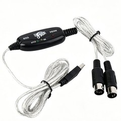 2pcs USB IN-OUT For MIDI Cable Converter 5-Pin to PC Music Keyboard Adapter Cord