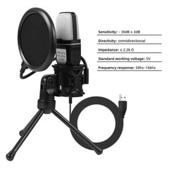 USB Computer Professional Condenser PC Microphone For Windows/Mac Plug & Play