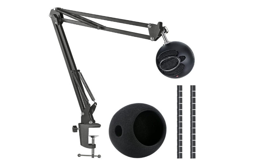 Snowball Ice Mic Boom Arm Stand with Pop Filter, Compatible with Blue Snowball I
