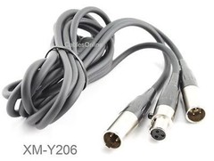 6ft Mini XLR Female Plug to Mini XLR 2-Male Lapel Mic Y-Splitter Audio Cable