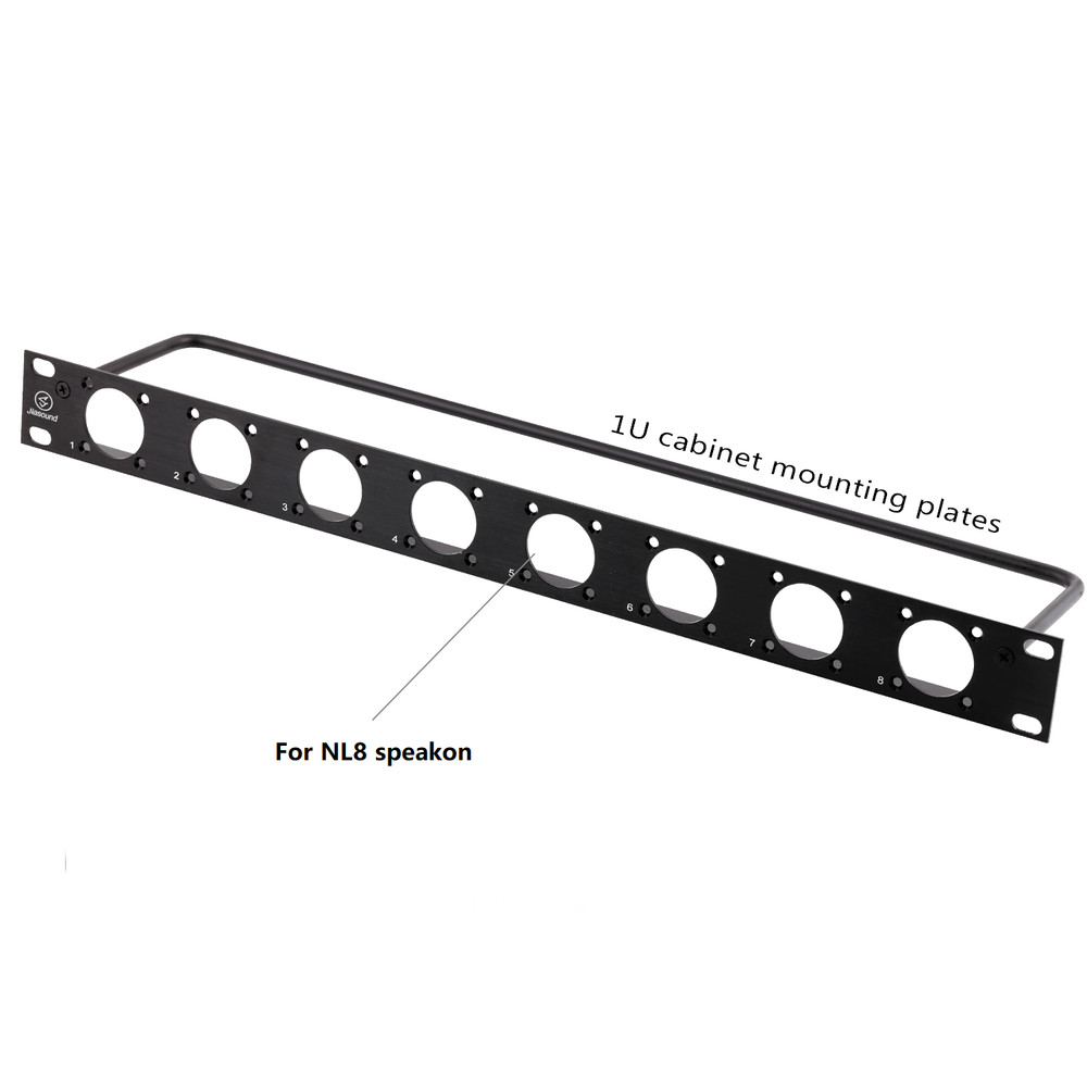 1U Single Space Rack Panel W/8 Large Speakon Cut Outs For NL8, NL4 W/ Lacer Bar