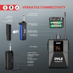 Pyle UHF Wireless Microphone System Kit – Portable Professional Cordless