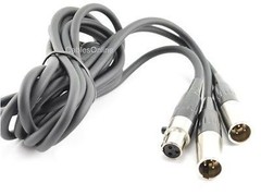 6ft Mini XLR Female Plug to Mini XLR 2-Male Lapel Mic Y-Splitter Audio Cable