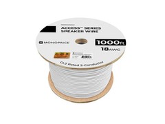 Monoprice Speaker Wire, CL2 Rated, 2-Conductor, 18AWG, 1000ft, White