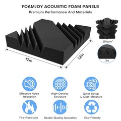 12 Pack 2″x12″x12″ Wedge Sound Proof Foam Panels for Walls, Acoustic Foam Pan…