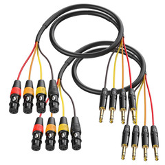 4 Channel XLR Female to 1/4 Snake Cables 6ft 2 Pack, 6.35mm TRS to XLR Microphon