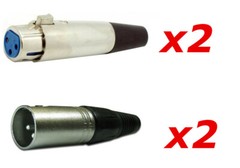 2 Pair (4pcs) Male Female XLR 3-Pin Audio Cable Connector Plug Mic Microphone