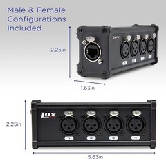 LyxPro 4 Channel XLR Splitter Box, Cable Breakout Male & Female to RJ45 Ethercon