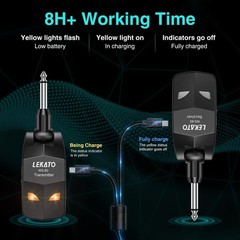 Wireless Guitar System 2.4GHz Audio Guitar Transmitter Receiver with 4 Channe…