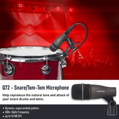 Samson DK707 7-Piece Drum Microphone Kit + 7 Mic Cables + Hardshell Case