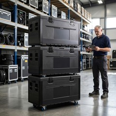 1-4X Cable Trunk Road Case with Wheels & Divider Stackable Road Case 44″x22″x25″