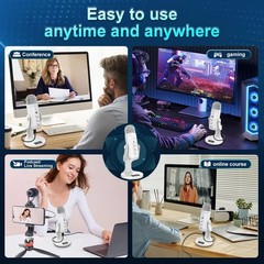 Professional USB Condenser Microphone White for PC Gaming Streaming Podcast
