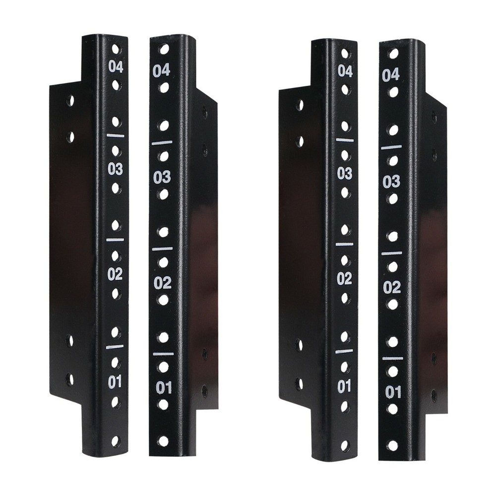 Sound Town 4-pack 4U Steel Rack Rails, Black Powder , with Screws (ST-RR-04UX2)