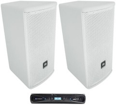 2) JBL AC16 White 6″ 640 Watt 2-Way 16 Ohm Passive Wall Mount Speakers+Crown Amp