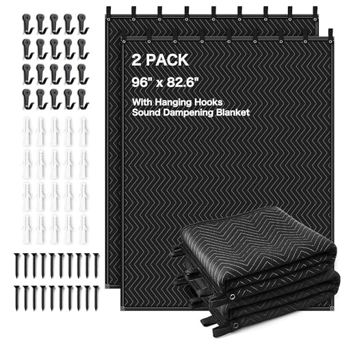 2 PCS Extra Large Sound Dampening Blanket,96″x 80″ Sound Absorbing 2 PACK