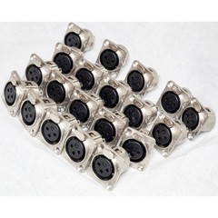 LOT-2026PA_33 XLR Female Panel Mount Connector LOT OF 20 Solder Cups Rack D Hole