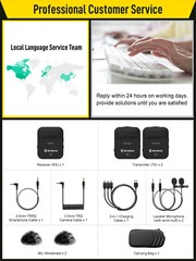 MOMAN C1X 2.4GHz Wireless Lavalier Microphone System for Phone Laptop DSLR