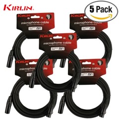 5-PACK XLR Microphone Cable – 25FT Kirlin Male to Female – 20AWG New