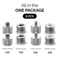 8 PCS Metal Mic Stand Screw Thread Adapter Tripod ADP03A Silver Mount Kit Fix
