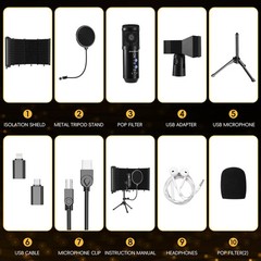 Dejasound Upgraded Studio Recording Microphone with Isolation Standard, Black