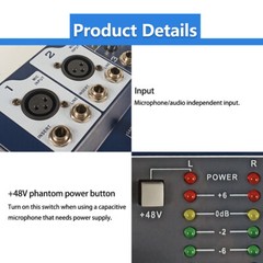 4 Channel Professional USB Function Audio Mixer Sound System Live Studio Mixing