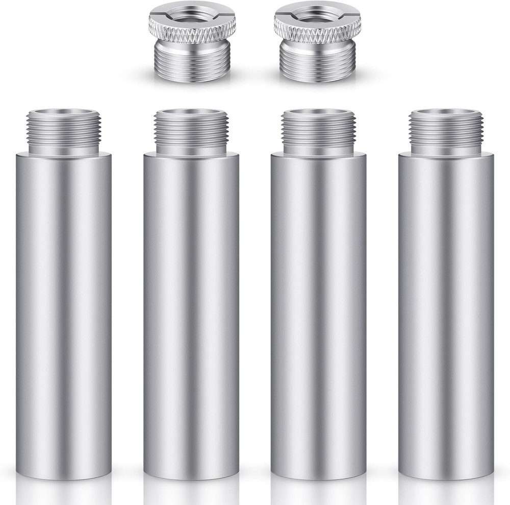 4 Pieces Mic Stand Extension Tube 5/8 Inch Microphone Extension Pipe Aluminium A