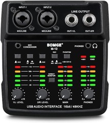 M12 USB Audio Interface, 2-Channel Mixer, XLR/3.5mm Input, 48V Power Supply, …