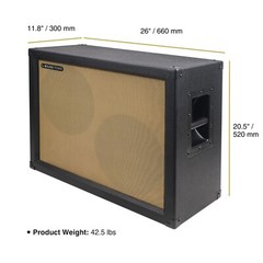 Sound Town 2 x 12″ 130W Open-back Guitar Speaker Cabinet, Black (GUC212OBBK)