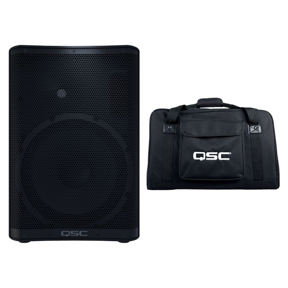 QSC CP12 12in 1000W Powered Loudspeaker Bundle w/ QSC CP12 Tote