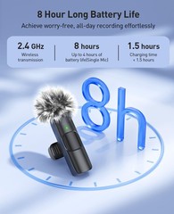 3-in-1 Mini Microphone for iPhone: Wireless Lavalier Microphone with 80ft Ran…