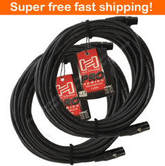 2 Pack Hosa Pro Microphone Cable HMIC-050 (50 Feet) , REAN XLR3F to XLR3M Black