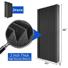 2 PCS Acoustic Panels 48×24″ Soundproof Foam Panels w/ Self-Adhesive Home Office