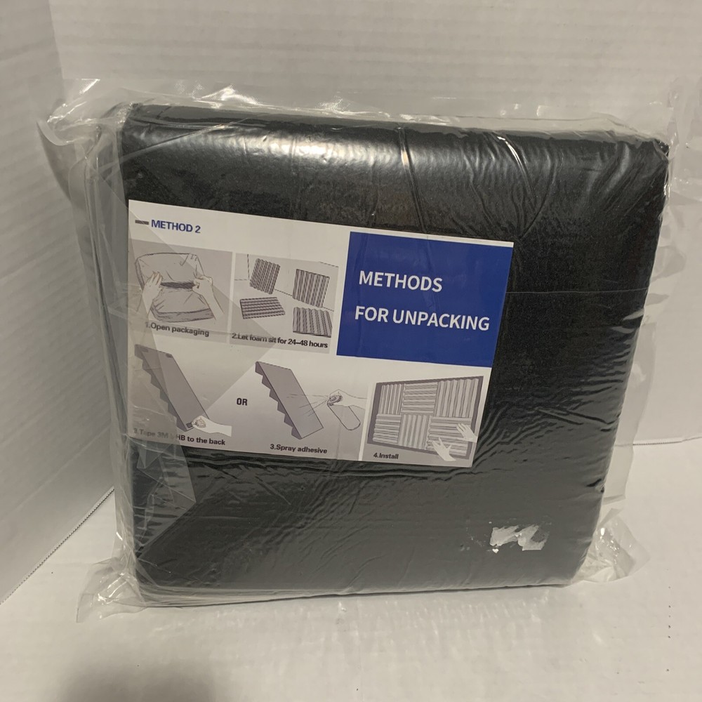 Foam Acoustic Panels 12x12x1 Inch Black – 24 Pack