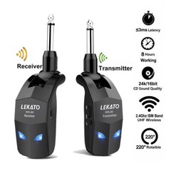 LEKATO Wireless Guitar Transmitter Receiver Bass 2.4Ghz/5.8GHz UHF 4 Channels
