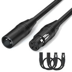 XLR Microphone Cable 10 FT 2 Pack, XLR Male and Female Patch Cables with 3-Pin B